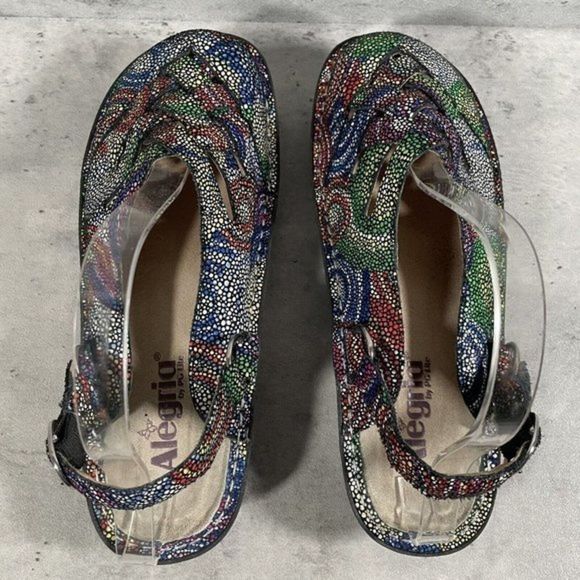 Alegria FRE-387 Freesia Womens 7.5 / 38 Rainbow Leather Slingback Clogs Mules - Picture 4 of 8